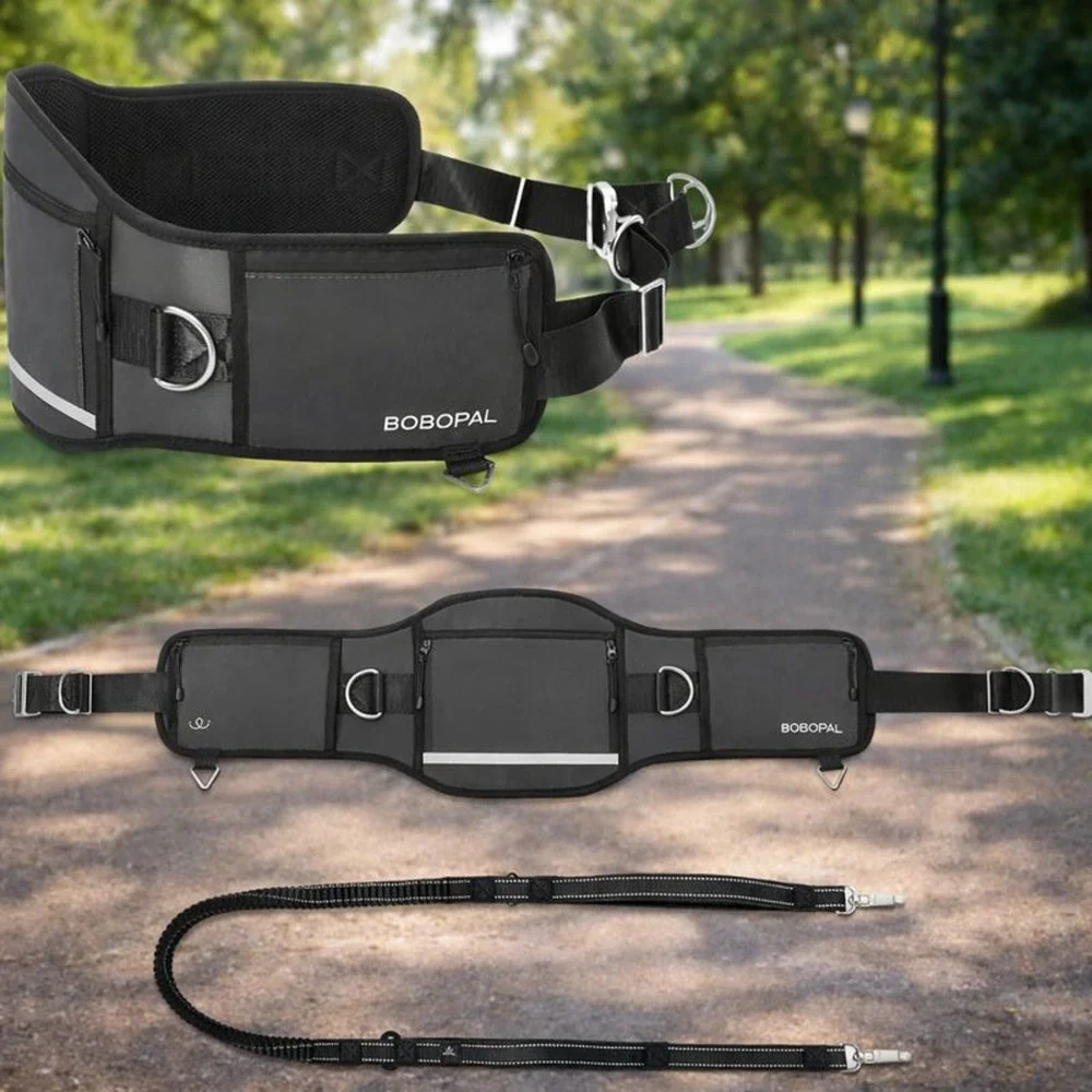 Bobopal Hands Free Dog Leash Waist Belt Bungee Reflective Med Large Dogs 20-100